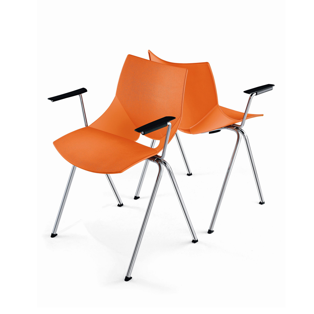Krzesła konferencyjne SHELL, pomarańczowe plastikowe oryginalne krzesła konferencyjne Shell